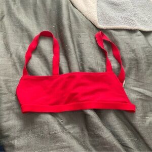 Frankie's Bikinis Bright Red Ribbed Bikini Top